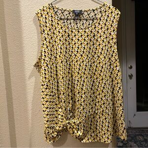 Jones New York Yellow and Black Patterned Blouse